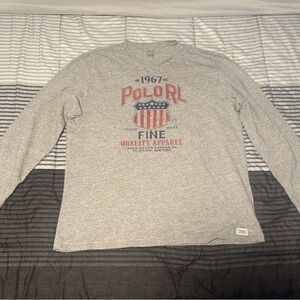 Polo by Ralph Lauren Gray Graphic Long Sleeve Tee